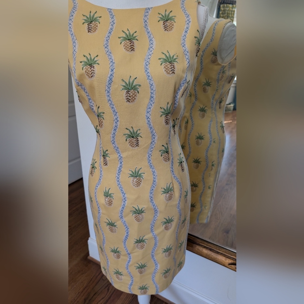 Maggy London Yellow Pineapple Print Mini Dress - Picture 2 of 8
